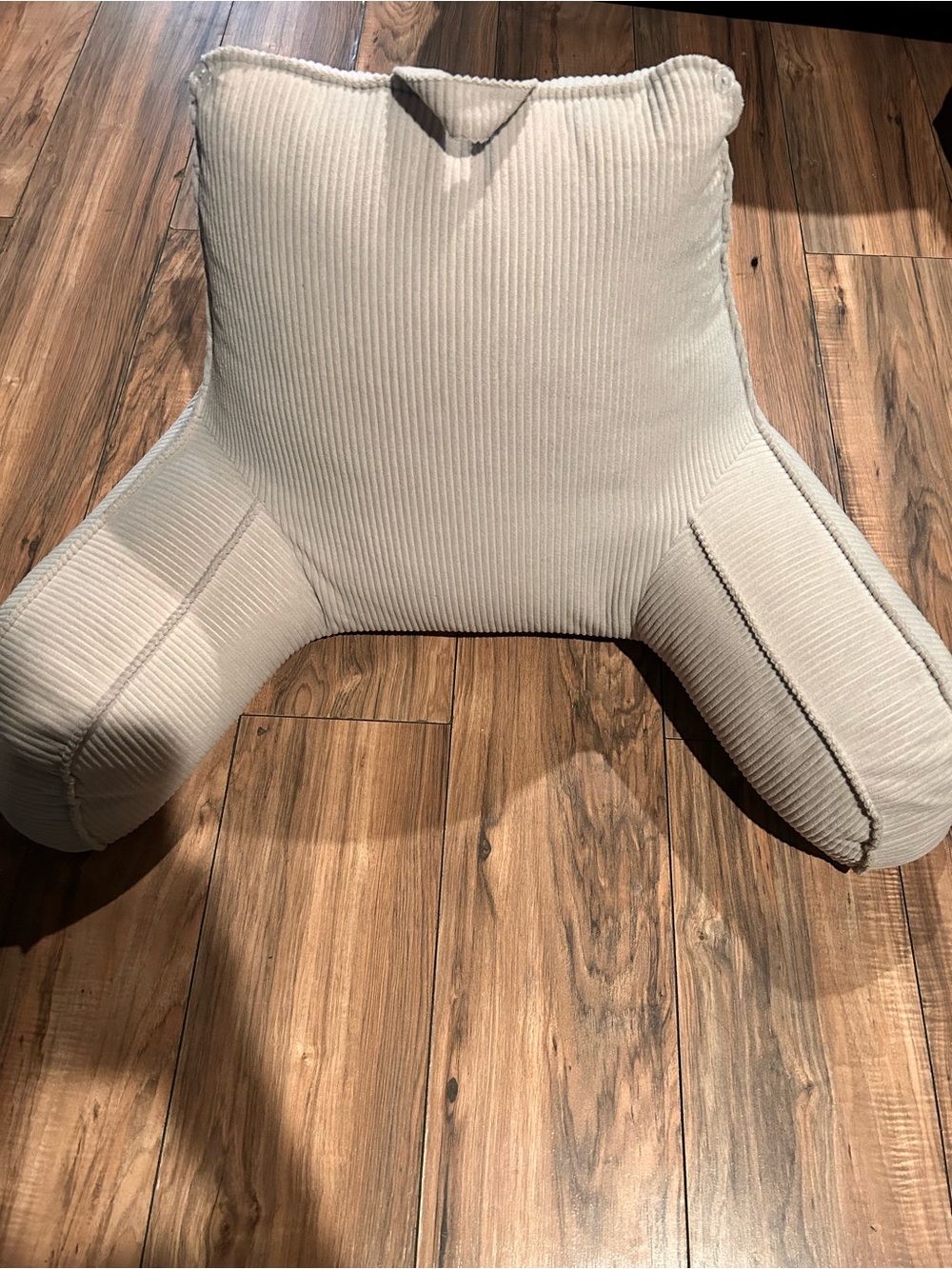 Cream Ribbed Backrest Pillow with Arm Support - Unbranded